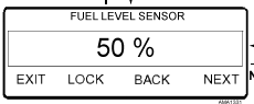 Экран Fuel Level Sensor на панели SR-3 с учебным показанием уровня топлива